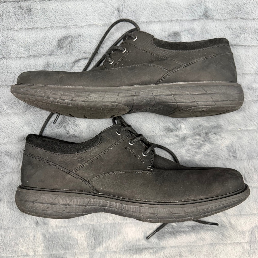 Merrell World Vue Lace Black Leather Oxford Shoes Mens 13 J94019